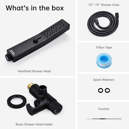 G-Promise All Metal Handheld Shower Set with 3-Function Showerwand, included Handheld Holder to Control on/off Switch and 72 Inch Tangle-Free Stainless Steel Hose Matte Black - color: Matte Black