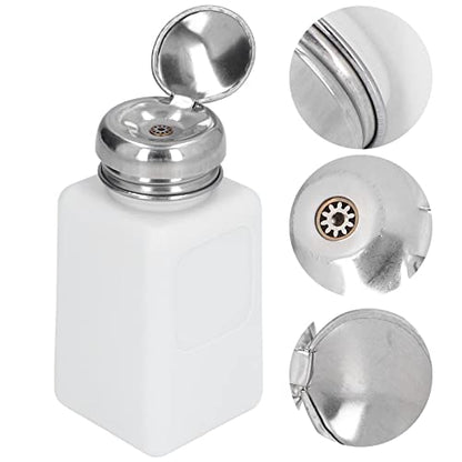 ESD Solvent Dispenser Bottle, Anti Static Press Pump Dispensing for Lab Workbench HDPE Stainless Steel White 200ml 1 Pack