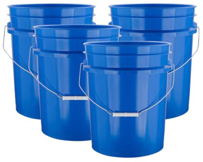 House Naturals 5 Gallon Premium HPDE Plastic Bucket - Made in USA Food Grade Storage Container, BPA Free All Purpose Pail (4, Blue) - color: Blue