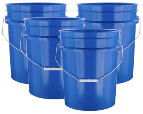 House Naturals 5 Gallon Premium HPDE Plastic Bucket - Made in USA Food Grade Storage Container, BPA Free All Purpose Pail (4, Blue) - color: Blue