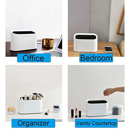 SUBEKYU 0.4 Gal Mini Countertop Trash Can, Small Desktop Garbage Can for Office, Tiny Wastebasket, Plastic, White - color: White 0.4 Gal No Lid