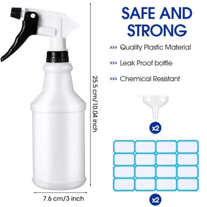 Yinder 18 Pcs 16 Oz Plastic Spray Bottle Bulk Empty Refillable Spray Bottles for Cleaning Solution Leak Proof Water Sprayer with Adjustable Nozzle Mist/Stream Mode(Black, White, Red) - color: Black, White, Red