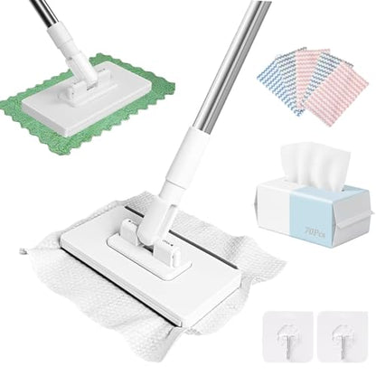 Snap Grip Mini Mop, 2026 New Zero Touch Retractable Dust Cleaner with Locking Head & Cloths for Hardwood Tile Floors, Easy Mopping for Kitchen Dorm & Small Spaces Cleaning