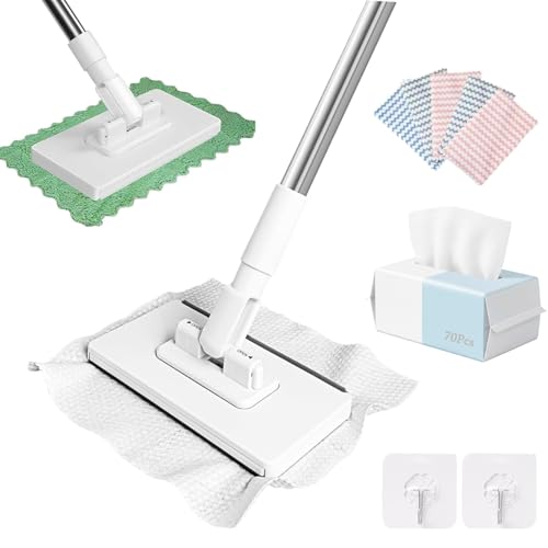 Snap Grip Mini Mop, 2026 New Zero Touch Retractable Dust Cleaner with Locking Head & Cloths for Hardwood Tile Floors, Easy Mopping for Kitchen Dorm & Small Spaces Cleaning
