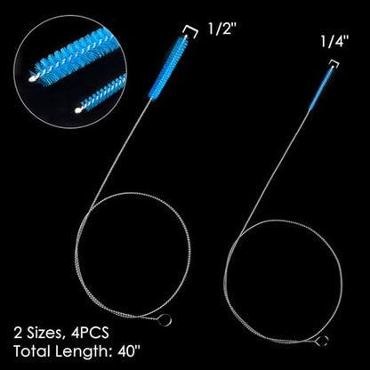 30 Inches Flexible Tube Brush, Extra Long Straw Brush, Pipe Cleaner Brush for Cleaning Straw, Feeding Tube, Siphon Hose, Drain Clog, 4PCS (Blue) - color: Blue