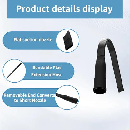 2PCS 25" Flexible Vacuum Crevice Attachment Tool | Attachment for Vacuum Hoses Extendable Bendable Nozzle for 1-1/4" or 1-3/8" (32mm-35mm) Vacuum Flat Slot Nozzle Interface for Car Home Cleaning ﻿
