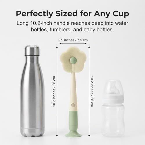 360° Flexible Silicone Bottle Brush with Long Handle, 2026 New Soft Bristle Cup Cleaner Brush, Flexible Water Bottle Cleaning Brush for Narrow Neck Bottles, Water Bottles, Baby Bottles (Pink) - color: Pink