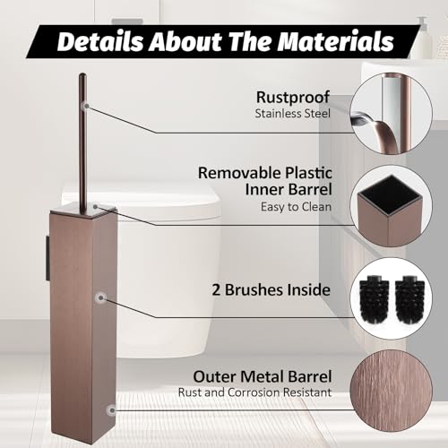 BGL Toilet Brush and Holder Set Rose Gold Wall Mounted for Bathroom Square Design - color: Rose Gold-wall Mount