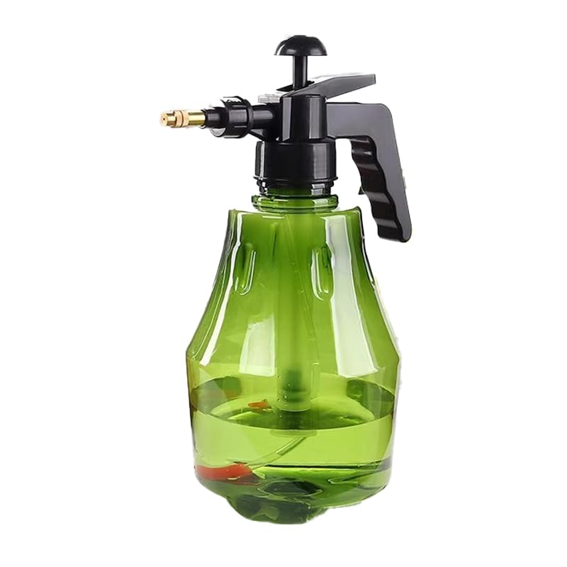 Manual Pressure Sprayer 1.5L, Heavy Duty Multipurpose Water Bottle Adjustable Nozzle for Garden Plants Watering, Household Cleaning, Car Washing - Translucent Tank (Green) - color: Green