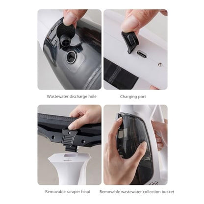 Dpofirs Window Vacuum Squeegee Cordless, Electric Window Cleaner Tool, Cleaning Kit Shower Squeegee for Glass Doors, Windows, Mirrors, Car