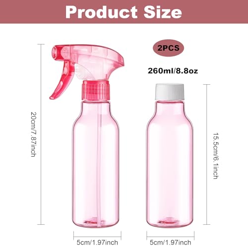 Cosywell Plastic Spray Bottles 8.8oz/260ml 2 Pack Empty Spray Bottle for Cleaning Mist/Stream Refillable Container Water Spraying Bottle for Cooking Hair Care Essential Oils(Pink) - color: D-Pink