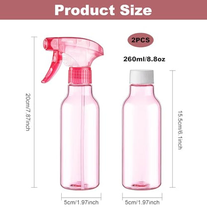 Cosywell Plastic Spray Bottles 8.8oz/260ml 2 Pack Empty Spray Bottle for Cleaning Mist/Stream Refillable Container Water Spraying Bottle for Cooking Hair Care Essential Oils(Pink) - color: D-Pink