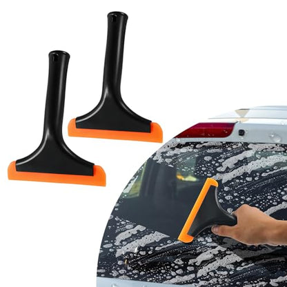 Ziciner Small Silicone Window Squeegee, Car Windshield Water Blade Squeegee, Multifunctional Auto Squeegee with 5.9 Inch Blade and Non-Slip Handle for Car Window, Home Cleaning (Black-2PCS) - color: Black-2pcs