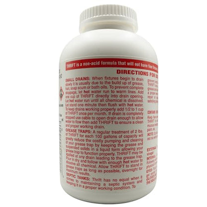 Thrift T-200 Drain Cleaner – 2 lb Odorless Drain Opener – Activated by Hot Water – For Small Drains, Grease Traps & Septic Systems