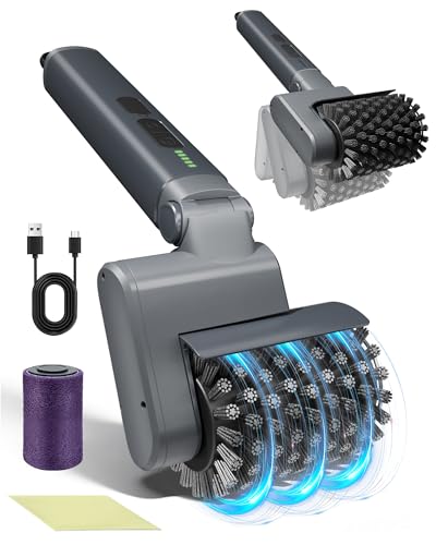 Electric Grill Brush for Outdoor Grill, Rechargeable Cordless BBQ Grill Cleaning Brush with 2 Rotating Head, 1.5HR Battery, 392°F Heat Proof -Perfect Valentine Gifts for Men