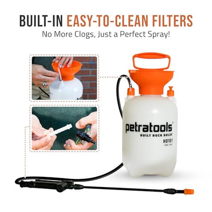 Petratools 1 Gallon Pump Sprayer – HD101 Garden Sprayer for Weeds, Lawn Care & Pesticides – 52” Long Hose, 2 Nozzles & Easy Carry Handle – Durable & Lightweight (Pack of 2) - size: 1 Gallon (Pack of 2)