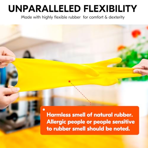 Vgo... 2-Pairs Reusable Household Gloves, Rubber Dishwashing gloves, Extra Thickness, Long Sleeves, Kitchen Cleaning, Working, Painting, Gardening, Pet Care (Size S, Yellow, HH4601) - color: 2 Pairs - Yellow, size: Small