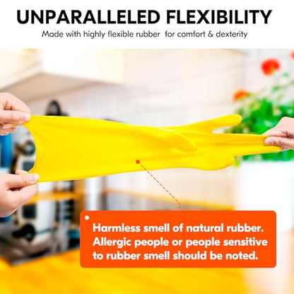 Vgo... 2-Pairs Reusable Household Gloves, Rubber Dishwashing gloves, Extra Thickness, Long Sleeves, Kitchen Cleaning, Working, Painting, Gardening, Pet Care (Size M, Yellow, HH4601) - color: 2 Pairs - Yellow, size: Medium