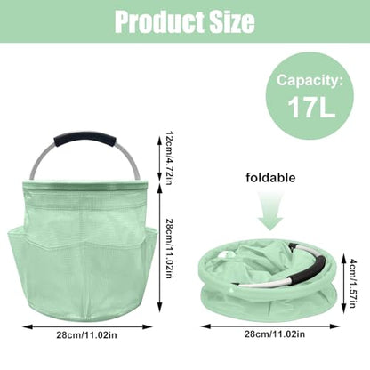 Qivine 17L Cleaning Caddy with Handle, Cleaning Supply Caddy, Foldable Tool Bag Cleaning Products Organizer, Portable Cleaning Bucket Caddy for Cleaning Supplies (Clear Green) - color: Clear Green