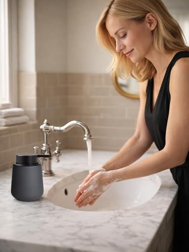 INGOFIN Ceramic Lotion Dispenser - 12oz Refillable Hand Soap Dispenser Bathroom, Modern Liquid Soap Dispenser with Pump, Dish Dispenser for Kitchen, Matte Grey - color: Matte Grey