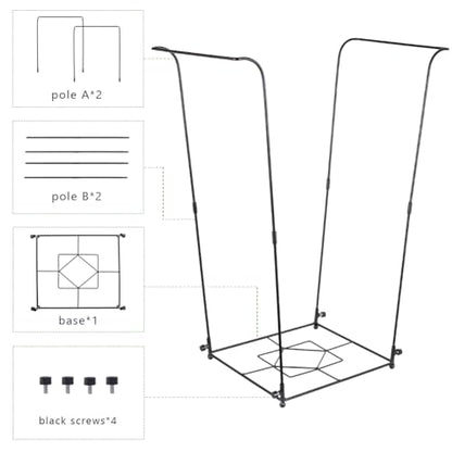 2 Pack Trash Bag Holder, 30-45 Gallon Metal Garbage Bag Holder, Multi-use Portable Trash Bag Holder Stand, Square Pattern Base Leaf Bag Holder for Patio, Yard, Garden - color: BlackC-2 PCS
