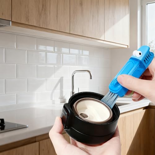 4-in-1 Lid Crevice Cleaning Brush Kit Multi-Purpose Bottle Scrubber Silicone Lid Groove Cleaner Household Kitchen Gap Scrub Tool Keyboard Dusting Brush（3PCS）