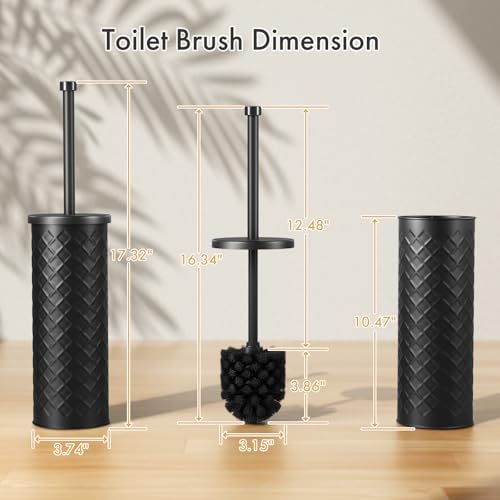 Toilet Bowl Brush and Holder Set 2 Pack with 4 Extra Brush Heads | Extra Long Handle with Splash Guard Cover, Tool-Free Installation, Bathroom Space-Saving, Cleaner Sets for Apartments, RV (Black) - color: Black