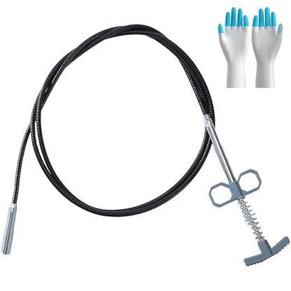 Drain Snake, 79 Inch Drain Clog Remover Tool with pair of Reusable Gloves – Flexible Grabber Claw Hair Drain Cleaner for Sink, Shower, Tub, Toilet, Bathroom & Kitchen Pipes - style: Pack of 1 - 79"