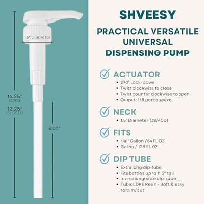 Gallon Pump Dispenser | for Plastic or Glass Bottles | Heavy-Duty Leak Proof for Commercial and Household Use | Pump for Gallon Jug | Non-BPA Plastic (Pack of 2) - size: Pack of 2