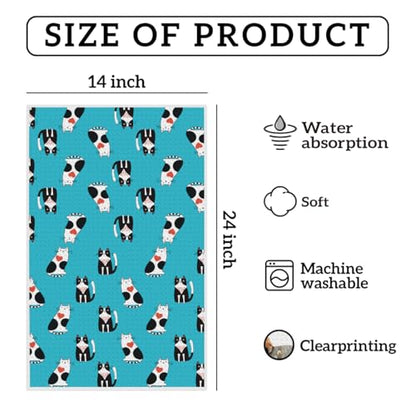 Cute Cats Waffle Kitchen Towel - Quick Dry Microfiber Sustainable Dish Towels - Ultra Absorbent Reusable Cleaning Tea Towels for Bathroom Kitchen - Lightweight Hand Towel, 24x14 Inch, Cuddly Cats - color: Cute Cat