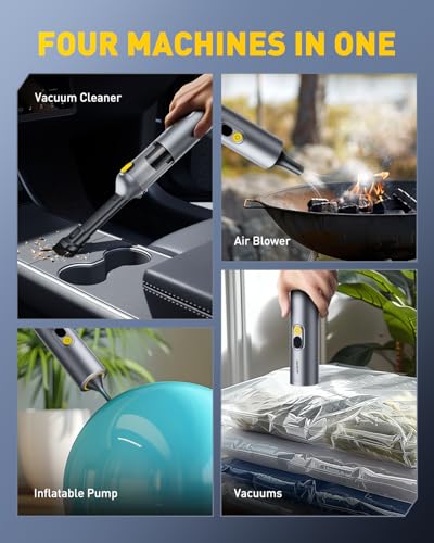 AUXITO Car Vacuum Cleaner - Portable Handheld Vacuum Cleaner 14000Pa Suction Power, Blow & Suction 2 in 1 Mini Vacuum Cleaner Hand Held Vacuum for Car, Home, Pet, Office, Gifts for Men (Silver) - color: Silver