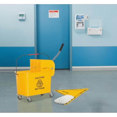 21 Quart Capacity Mop Bucket with Down Press Wringer, Household Movable Convenience Cleaning Tools Mop Bucket with Water-Separation Panel