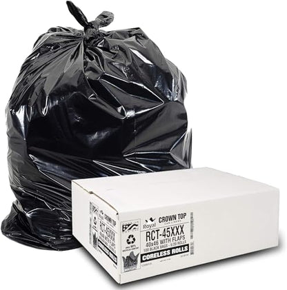 Heavy Duty 45 Gallon Trash Bags - (Huge 100 Pack/w Flap Ties) - 2.0 MIL (Equivalent) 40" x 46" Star Seal Bottom Thick Garbage Bags for Contractors, Lawn, Leaf, Yard Waste Commercial Kitchen - style: 45 Gal, 2 Mil Equiv, 100 Count
