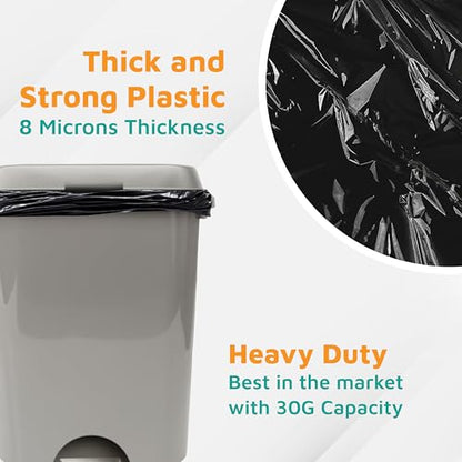 PlasticMill High Density Trash Bags - Black Garbage Bags - Plastic Trash Bags - Laundry, Bathroom, Office Garbage Bags, Trash Can Liners - 20-30 Gallon, 8 Microns, 30"x37" (500-Count) - size: 1 Count (Pack of 500)