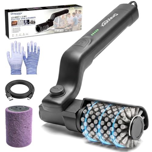 Electric Grill Brush, 20kg High Torque BBQ Cleaner with 3 Speed Modes, Reinforced Steel Bristle Scrubber, Type-C Rechargeable, Safe for Cast Iron & Porcelain Grates