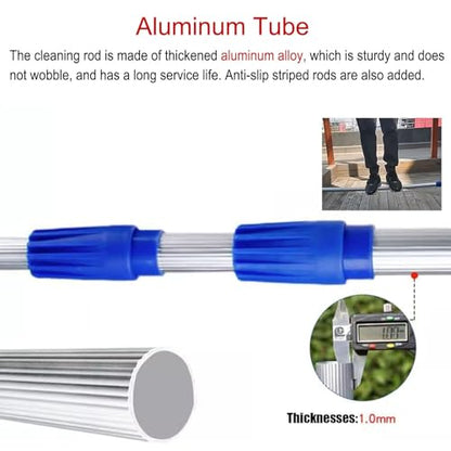 Commercial Professional Window Cleaning Tool, 3 in 1 High Window Washing Kit with Aluminum Pole & Fiber Duster, Window Cleaner Tools for Hard to Reach Outside/Housekeeping(12.3m/40.3ft) - size: 12.3m/40.3ft
