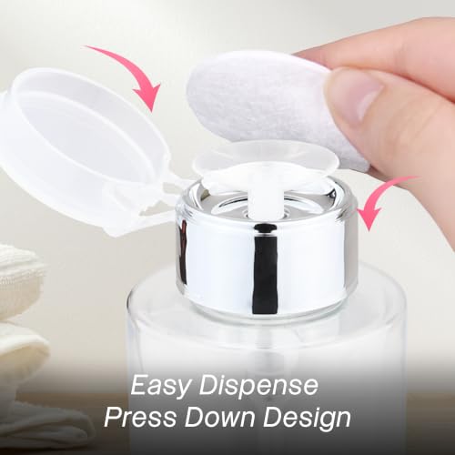 10oz PANA Silver Push-Down Dispenser Bottle - 1 Bottle - Empty Refillable Pump Bottle for Nail Polish Remover Liquid Lotion Cream - color: Silver, size: 10 Ounce - 1 Bottle