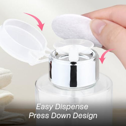 10oz PANA Silver Push-Down Dispenser Bottle - 1 Bottle - Empty Refillable Pump Bottle for Nail Polish Remover Liquid Lotion Cream - color: Silver, size: 10 Ounce - 1 Bottle