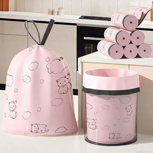 2 Rolls Thickened Drawstring High Stretch Garbage Bags Large Capacity Heavy Load PE Waste Bags, Eco-Friendly, Tear Resistant, 45 * 41cm (50PCS/ Roll)