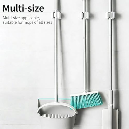 4pcs Wall-Mounted Mop and Broom Holder, No-Drill Wall Storage Hook, Functional Tool Organizer for Bathroom and Kitchen, Garden Cleaning Accessories, Household Hooks