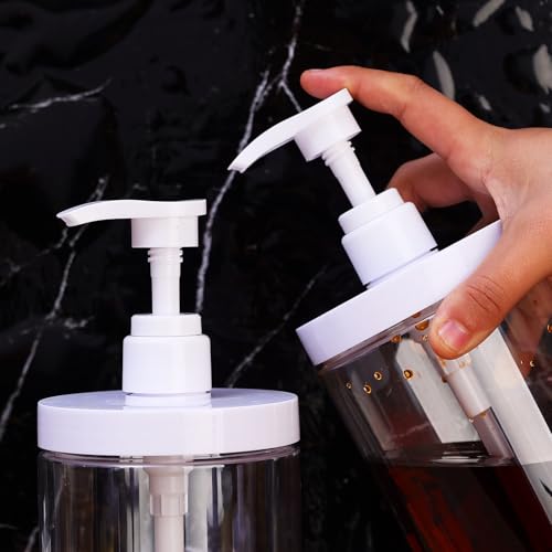 1000ml Pump Bottle Dispenser Plastic Refillable Bottles Wide Mouth Jar Style Empty Bathroom Shower Containers,9inches - size: 9*9*18cm