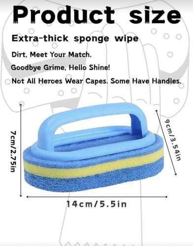 Cleaning Brush for Bathroom Kitchen Bathtub Toilet Cleaner All Purpose Shower Sponge Scrubbing Brush with Ergonomic Handle