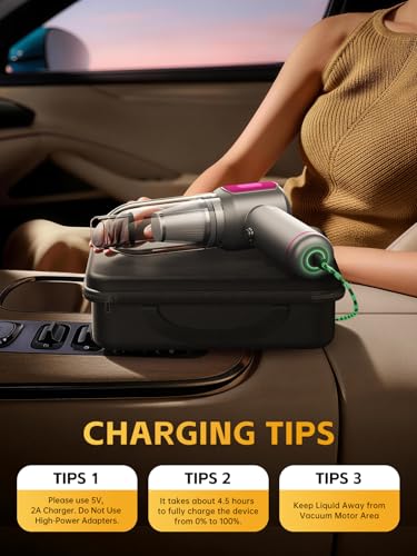 REWONDER Car Vacuum Cleaner High Power, 22000Pa Vacuum Cleaner & 110000RPM Air Duster, Handheld Vacuum with 7800mAh Battery, Storage Bag & Multi-Nozzles for Car, Home, Office - color: Purple