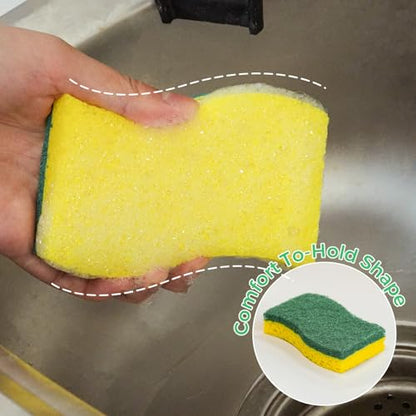 6-Pack Non-Scratch Kitchen Sponges – Durable Dish Sponges for Dishes, Pots, and Pans, Perfect for Cleaning Stainless Steel, Dishwashing, and More, Green & Yellow - color: Green Yellow