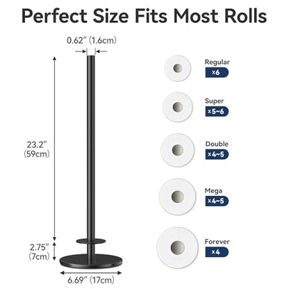 Black Toilet Paper Holder Stand for Spare Rolls Storage, Stainless Steel Freestanding Toilet Paper Holder with Shelf Hold 5 Paper Rolls - color: Matte Black