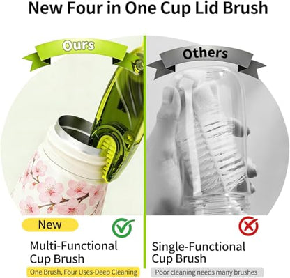 3 in 1 Cup Lid Gap Cleaning Brush Set, 2PCS Multifunctional Bottle Cleaning Brush for Bottle Gaps Bottle Cleaner Home Kitchen Cleaning Tools, 3 Colors - color: Mixed Colors