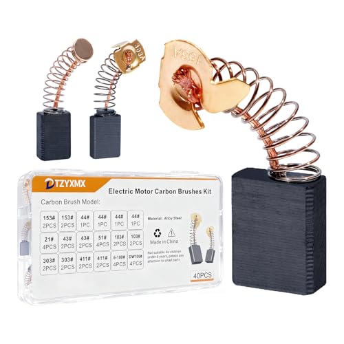 40 Pcs Electric Motor Carbon Brushes Set by Size,10 Models Power Tool Replacement Parts for Drills,Saws,Grinders,Motors