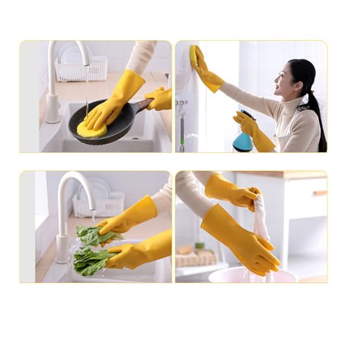 Haofy Latex Gloves for Cleaning, Thin Latex Gloves with Textured Non Slip for Washing Dishes (L)