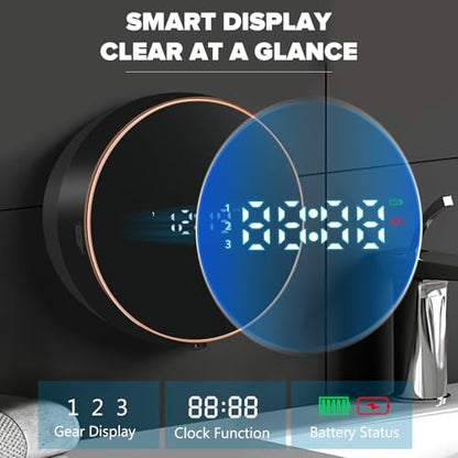 Automatic Soap Dispenser Liquid Bathroom: Wall Mount Rechargeable Touchless Adjustable Auto Smart Electric Plastic Black Soap Dispenser with Clock - Kitchen - Hand Dish Lotion Couple Kids - color: Liquid Black