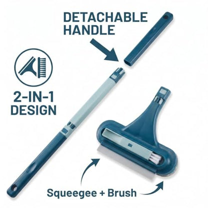 3 in 1 Window Screen Cleaner for Patio and Porch, 64cm Multi Purpose Cleaning Brush with 30 Degree Angled Handle for Home Deep Cleaning (Blue)